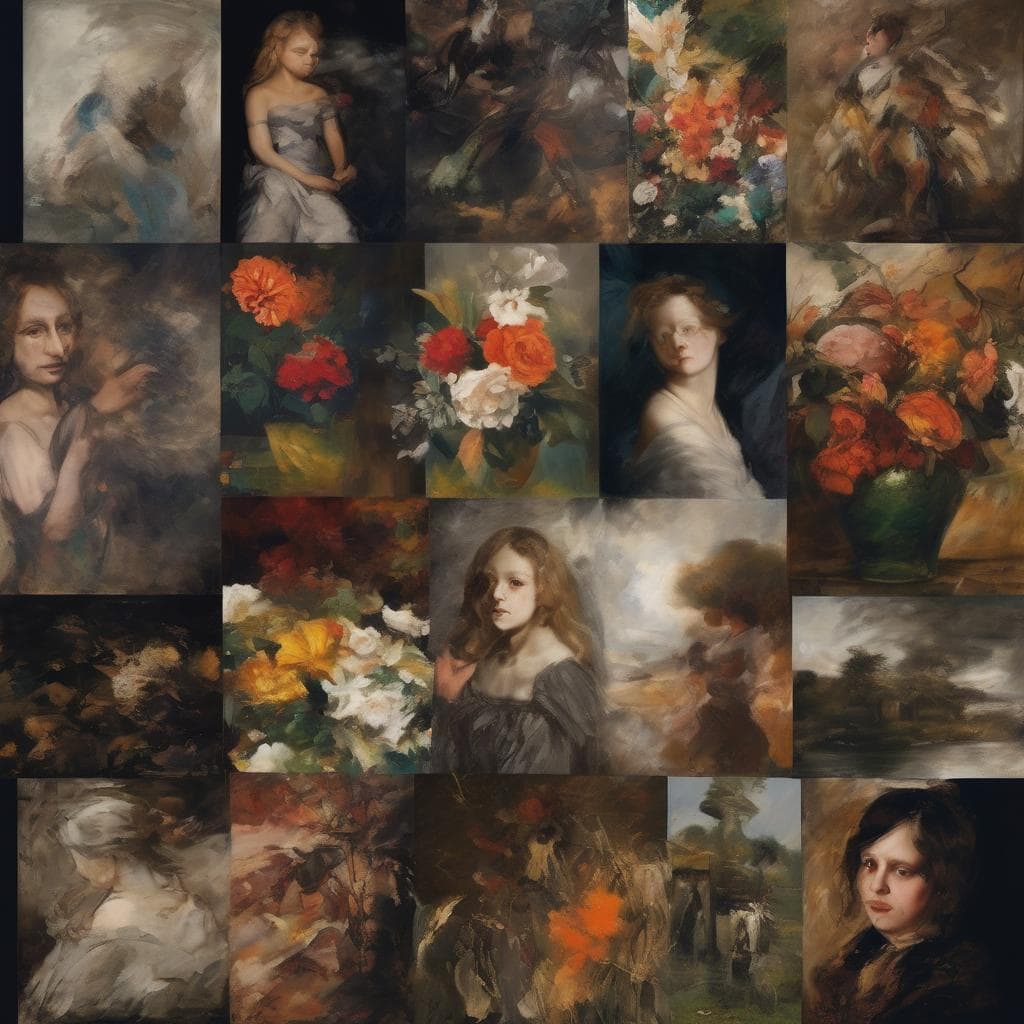 Ανθρώπινες μορφές και πορτρέτα σε ρεαλιστικά και αφηρημένα έργα τέχνης, εστιάζοντας σε ποιοτικές αναλύσεις καλλιτεχνικών έργων και βιογραφίες.